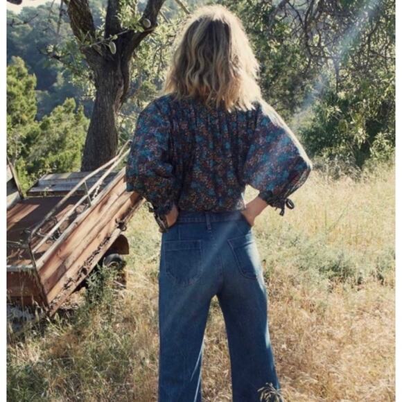 DOEN Rose Top in Navy Lady Bird Floral Print XS - Picture 3 of 12